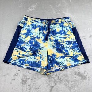 DSG Men's Large Blue Yellow Abstract 5 Inch Stride Athletic Shorts NWT
